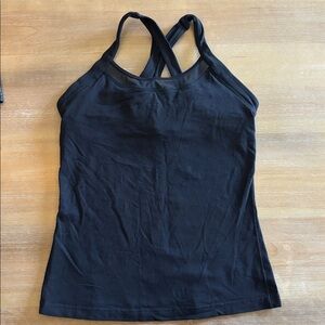 Lululemon Black Mesh Inset Crossback Workout Tank, Black
